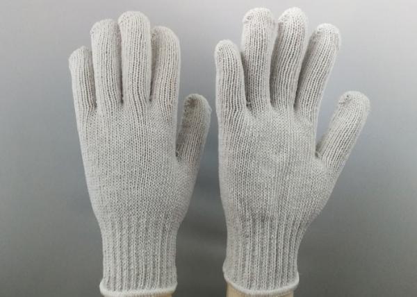 Quality Elastic Cuff Cotton String Knit Gloves , Cotton Work Gloves With Rubber Gripper Dots for sale