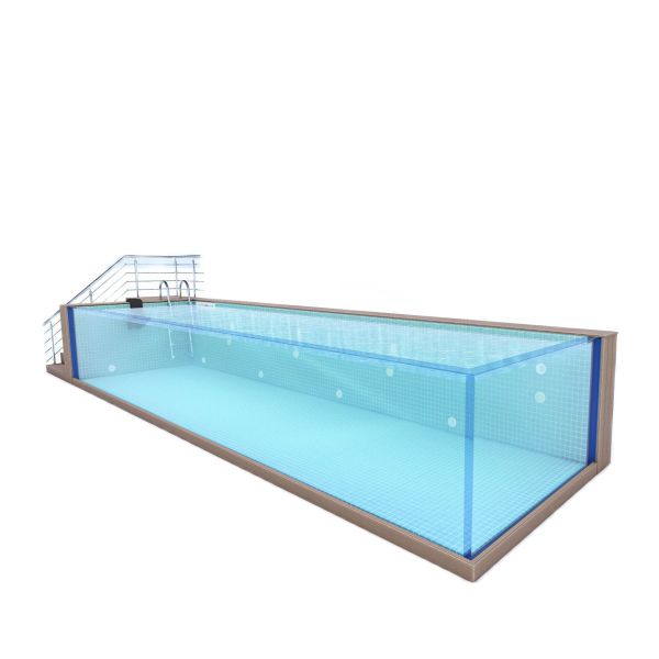 Hotel Backyard Fiberglass Infinity Pool with Acrylic Glass Design and Extra Large Size