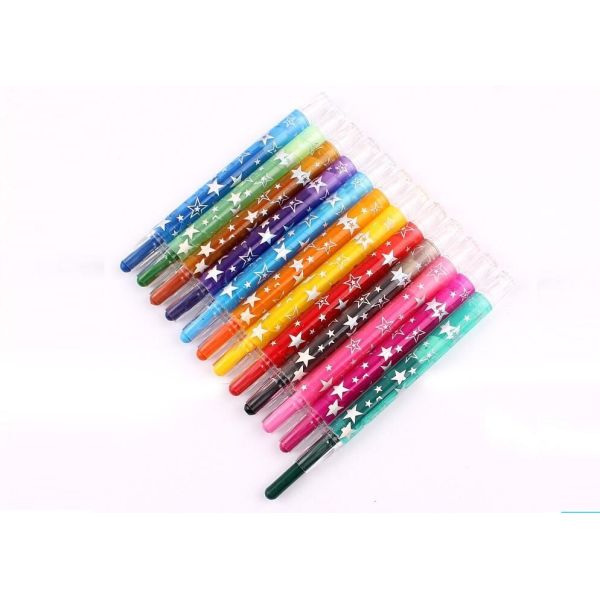 Eco-friendly fancy 12 colors  Non-toxic wax crayon set/ 12 colors rotating body crayon for children