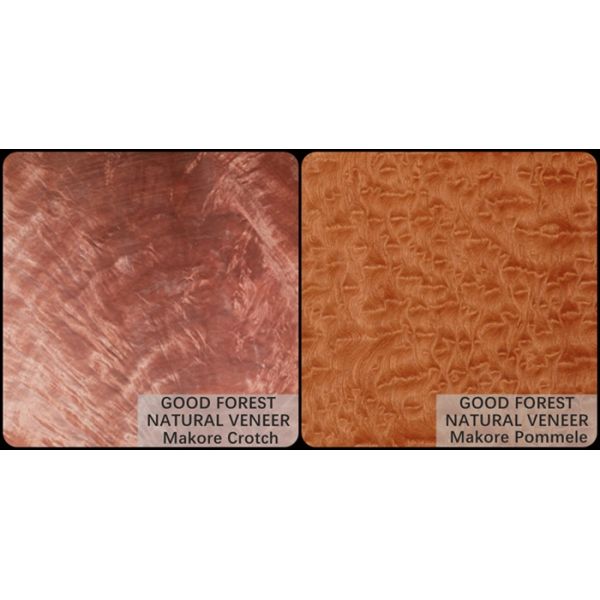 Color Makore Natural Wood Veneer Crown Cut Grain Customized Service