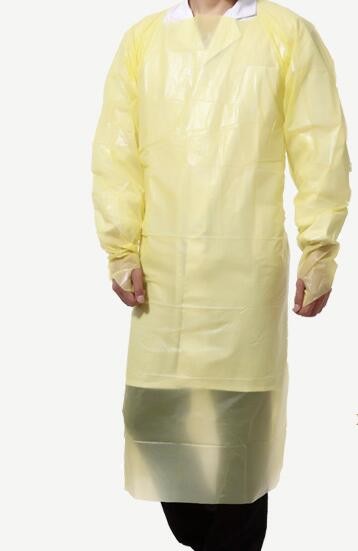 35-60G Polyethylene Disposable Isolation Gowns Yellow 110x193CM Gowns With Open Cuff