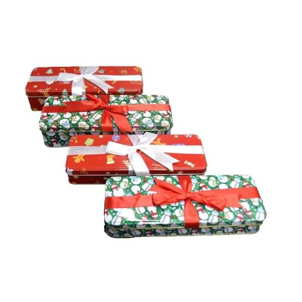 DADI Metal Candy Tin Box Gift Box 235x92x52mm Rectangular Tin Cans with Ribbon
