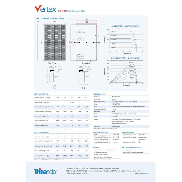 120 Cells Trina Solar Panel 585W-605W Mono PERC Solar Panel Solar Power