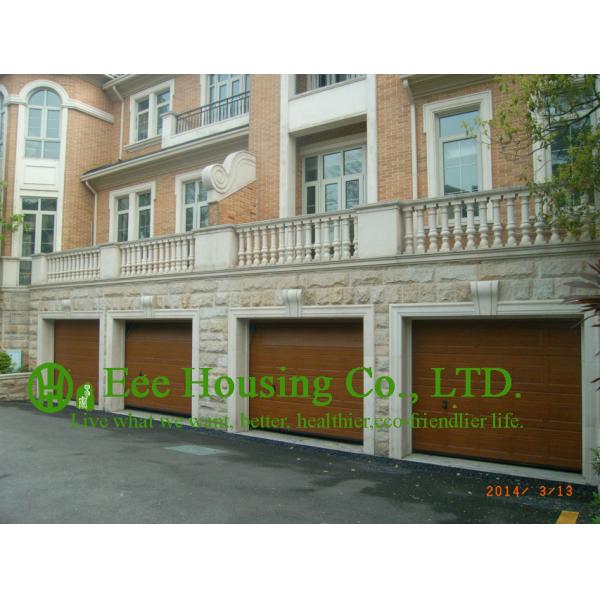Remote-controlled Galvanized steel Sectional  Garage door For Apartment /Villas,Wood color