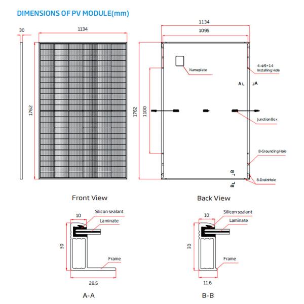 Trina 425W 430W 435W 440W 445W W450 Solar Panel Half Cut Black Frame Solar Panel Inwarehouse