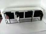 Four Doors Mirrored Tv Stand , Stainless Steel Mirrored Glass Tv Stand