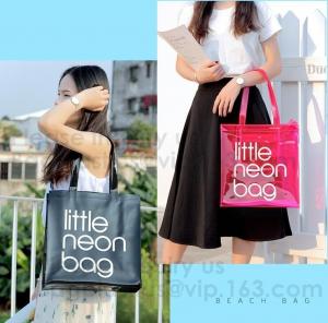  Fashion Clear Pvc Beach Tote Bag For Women,Clear Tote Bags PVC Beach Tote Bag With Black Webbing Handle Bag Manufactures