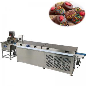 China Coconut Bar Chocolate Coating Machine / Chocolate Enrober Machine For Cakes on sale