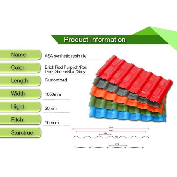 Construction Material Upvc Roof  Tiles /  Blue Or Green House Roof Cover