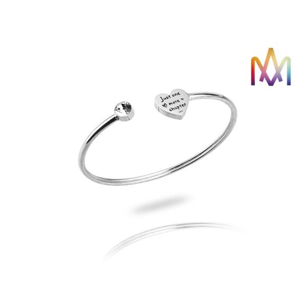 OEM ODM Geometry Heart Open Cuff Bracelets With Stone