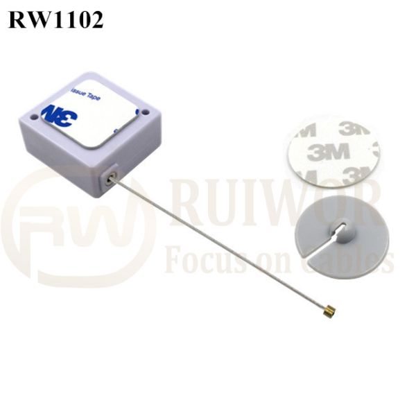 RuiWor RW1102 Square Retractable Pull Cord Plus Dia 30mm Circular Adhesive ABS Plate As Mobile Phone Security Solutions