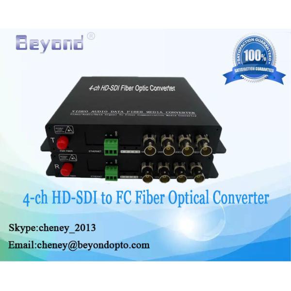 CCTV Cameras HD-SDI video signal to fiber converter,4-ch HD-SDI video with Gbe to fiber extender