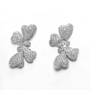  Bow of Four Hearts 925 Silver CZ Stud Heart Earrings Small Silver Hoop Studs Manufactures