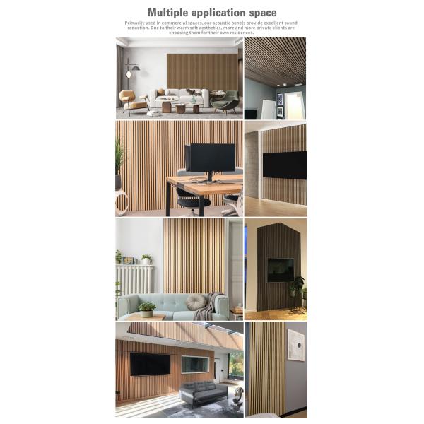 Modern Acoustic Wood Slat Panel Decor Interior Grooved Acoustic Wall Panel