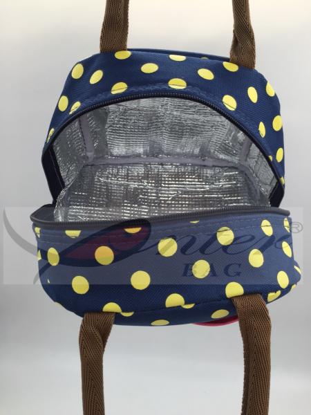 Yellow Dots 600D Polyester Small Travel Cooler Bags To Keep Food Cold