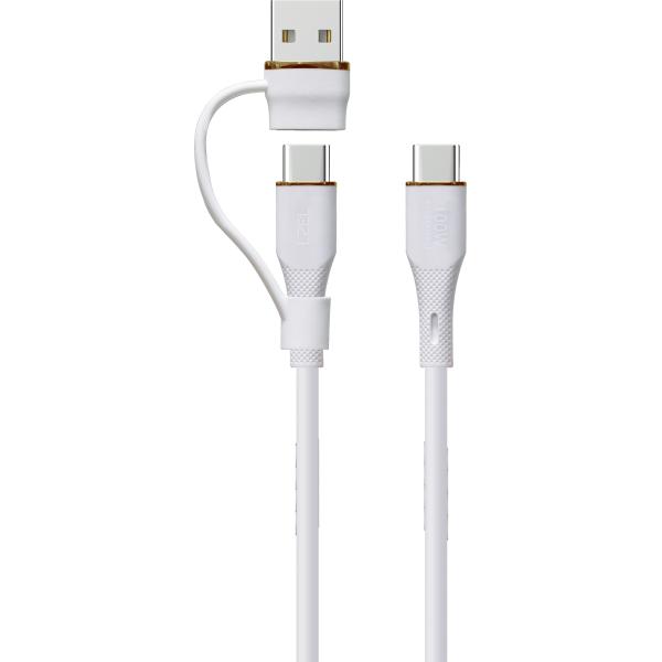 2025 3-in-1 Silicone Charging Cable 1m USB A to Lightning USB C Triple Cable for iPhone 15/14/Android/Samsung