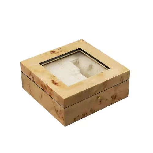 Customizable Eco-Friendly Luxury MDF Wooden Jewelry Box Piano Finish Lacquer Perfume Chocolate Gift Packing Window Wood Crafts