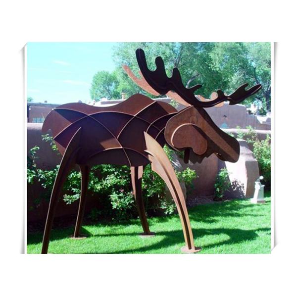 Animals Corten Steel Moose Statue , Abstract Style Rusted Steel Garden Art