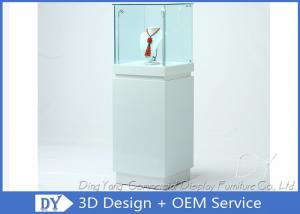  OEM Square White Glass Jewelry Display Cases / Lockable Jewellery Display Cabinet Manufactures