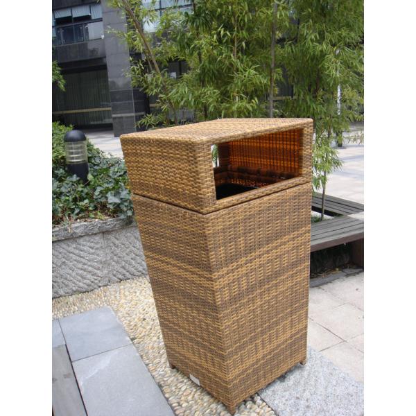 Outdoor Rattan Furniture Trash Bin For Park / Bistro / Riverside