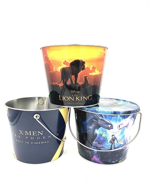 DADI Offset Lithography Tinplate Metal Popcorn Bucket Customized Birthday Popcorn Tin