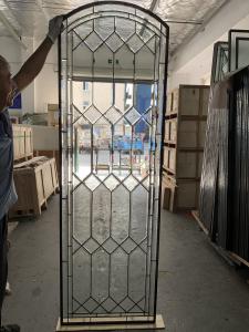  Decorative Arched Leaded Glass Windows Triple Glazed Sliding Door exterior door leaded glass Manufactures
