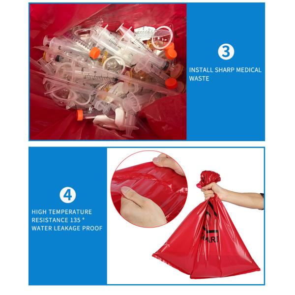 Red Thickness 39 micron Specimen Transport Bags Hospital Biohazard