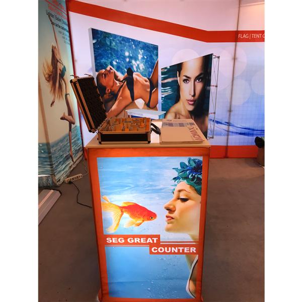 Aluminum SEG Counter pop up banner stands , pop up exhibition stands