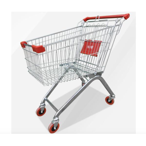 Zinc Powder Coating Supermarket Shopping Trolley Cart With Flexible Wheel