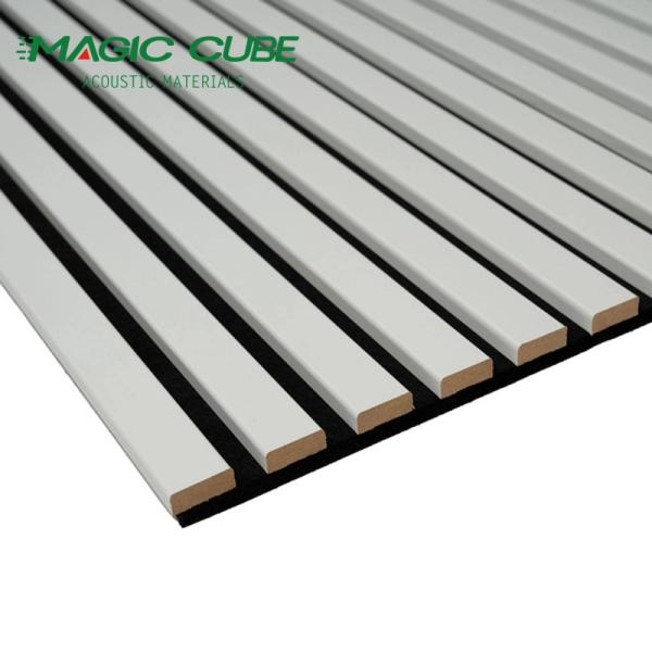 Meeting Rooms Acoustic Slat Wood Panels High Density 3 Side Akupanel Customized