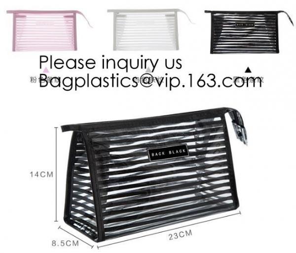Eco ladies cosmetic bag PU leather pvc cosmetic pouch,Reusable Ladies Girls Clear Transparent PVC Cosmetic Pouch