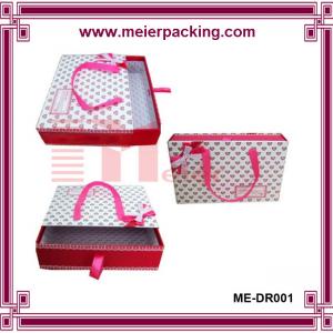  Made-in-China Square cardboard paper sliding drawer Box with ribbon handle for kids shoe Manufactures
