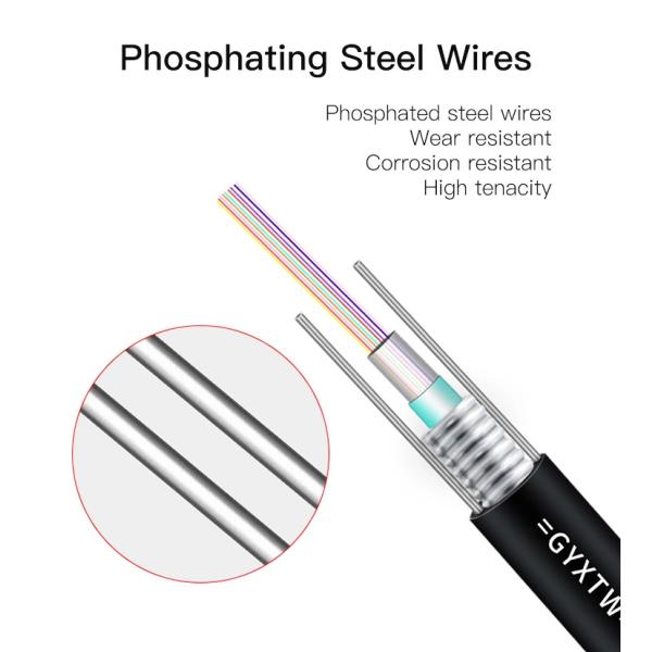 GYXTW Light Armored Duct Fiber Optic Cable G652D OM1 OM2 OM3 Black Color