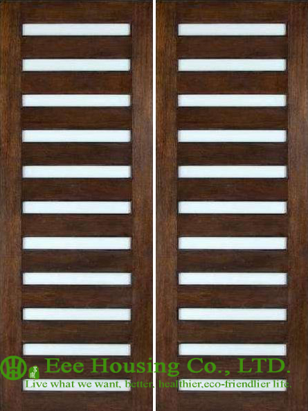 Entrance Solid walnut wooden door, Swing Double Leaf With lacquer finished