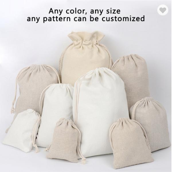Personalized Colorful Small Muslin Cotton Fabric Bag Drawstring Pouch Wholesale Sublimation Cotton Tote Bags With Custom Printed Logo Shopper Bag Reusable Zipper Canvas Shopping Bags