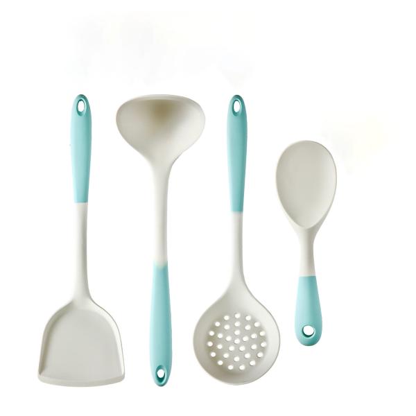 Wholesale Price Silicone Kitchen Utensils Spoons Shovels Two Color Non Stick Cookware 4-Piece Set Of Cookware