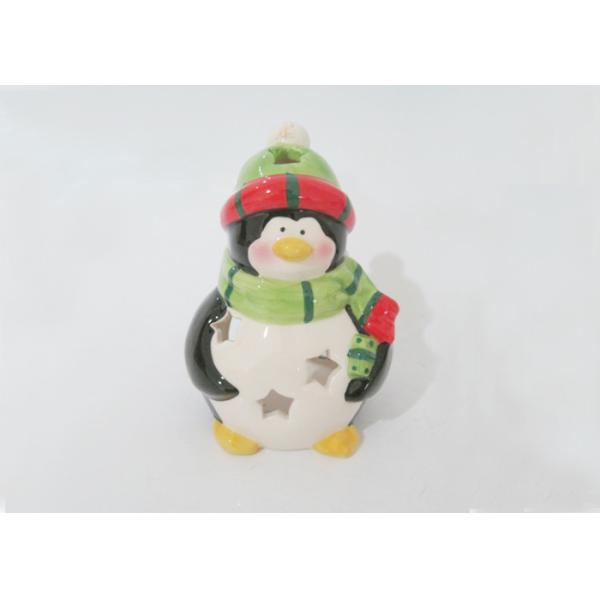 Strong Dolomite Penguin Candle Holder , Christmas Tea Light Holders Earthenware