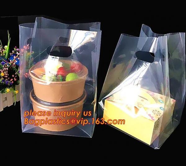 100% biodegradable soft loop die cut handle plastic carrier bag,Flexi Loop Handle Restaurant Takeaway Plastic Soft Mater