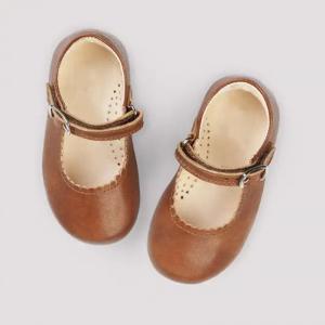  2023 Cute Fancy Soft Genuine Leather Children Buckle Strap Princess Hard Sole Dress Shoes Manufactures