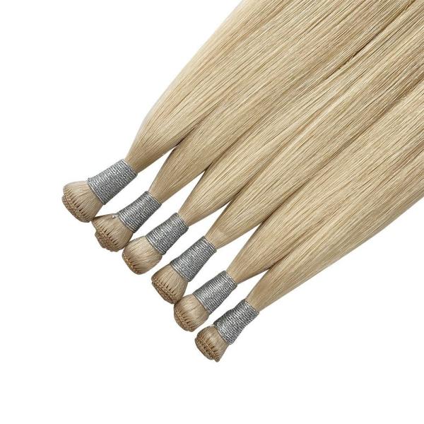 Hand Tied Weft 12A Double Drawn Human Hair Handtied Weft Extension Thick End