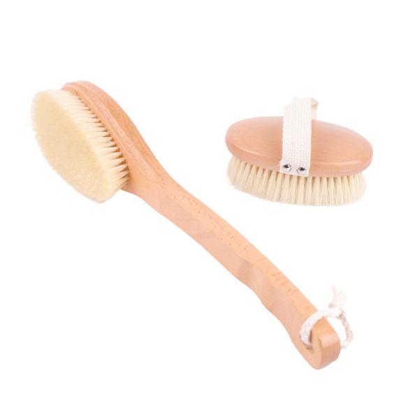 Dry Skin Brush Boar Bristles Baby Bath Brushes Body Back Cleaning Exfoliating Scrubber Bath Brush