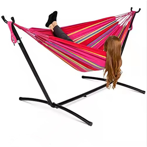 Comfortable Black Hammock Chair Stand Customizable Outdoor Furniture