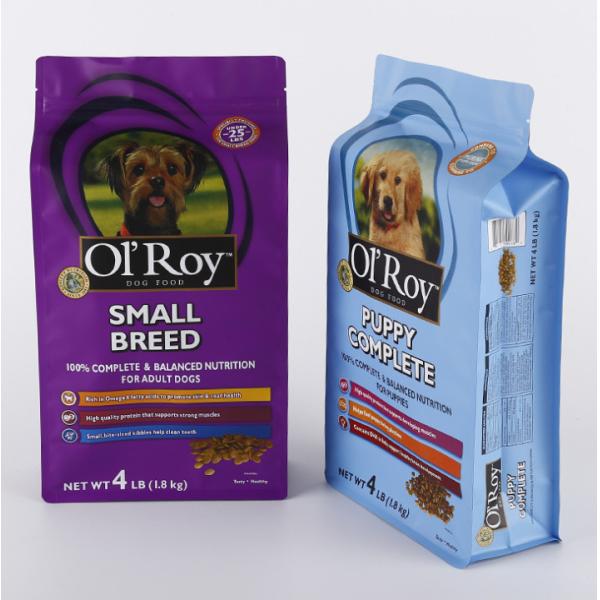 Gravure Printing Flat Bottom Top Zipper Pet Food Packaging Bags 250g 500g