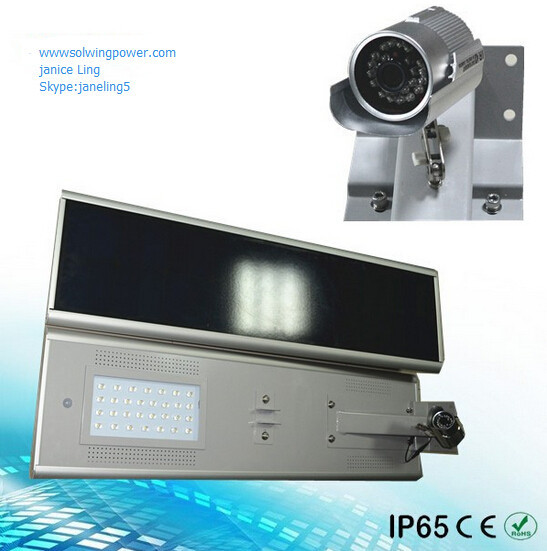 50W integrated solar garden lights solar powered LED street ligh security lamp spy hidden camera 5 meter black color