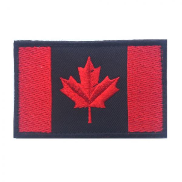 Quality Black Iron On Velcro Canada Flag Patches Woven Embroidery Custom Team Patches for sale