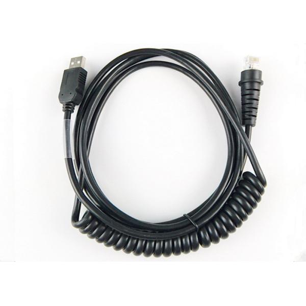Black Color Barcode Scanner Cable Copper Conductor 26 AWG Wire Gauge With Chip