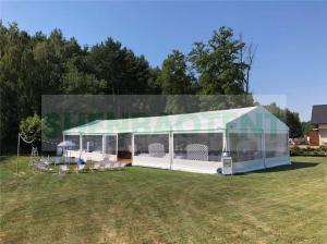  White Roof Outdoor Wedding Tent Transparent Side Wall With Elegant Curtains Manufactures