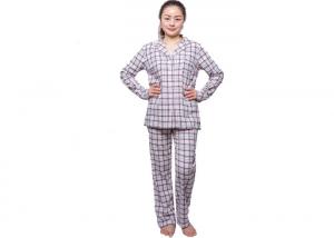  Ladies Yarn Dye Check Flannel Pyjamas , Womens Flannel Pajamas Full Open Placket Manufactures
