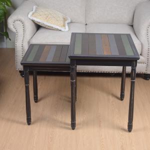  Retro Striped Black E1 MDF Board Solid Wood Coffee Tables Manufactures
