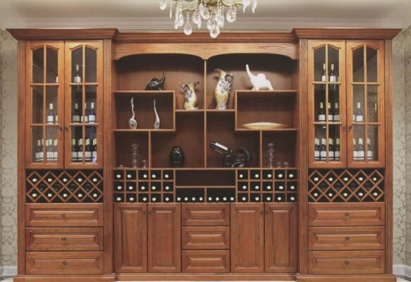 2M Solid Wood Storage Cabinet Wall Mounted Display Units For Living Room